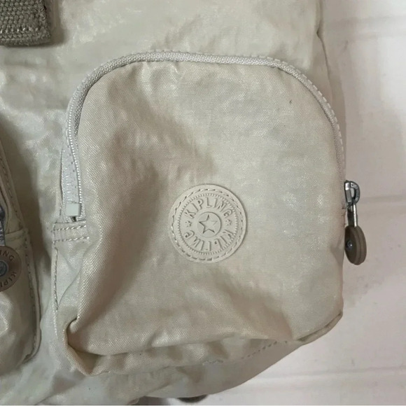 EUC Kipling Lovebug Travel Small Backpack Polyamide Milky Gray Color - Picture 4 of 11